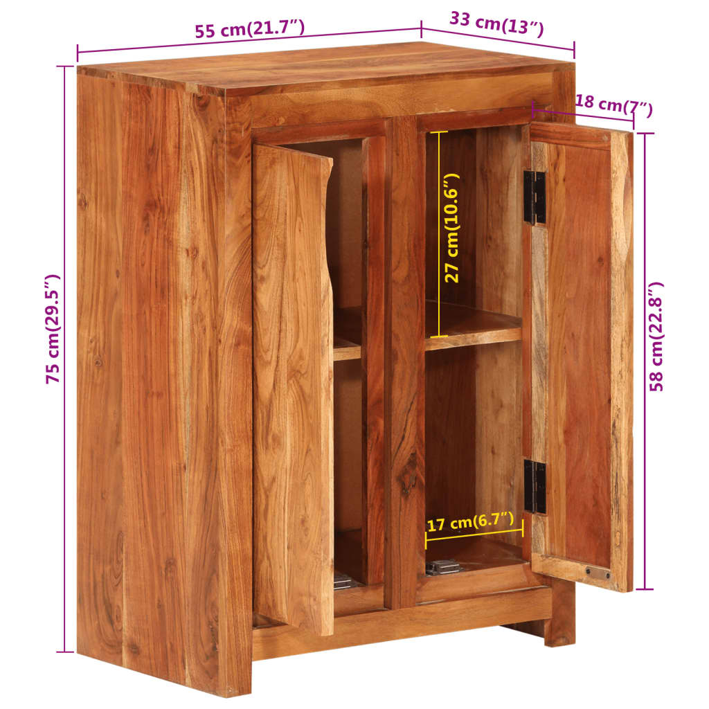 vidaXL Skenkur 55x35x75 Gegnheill Akasíuviður