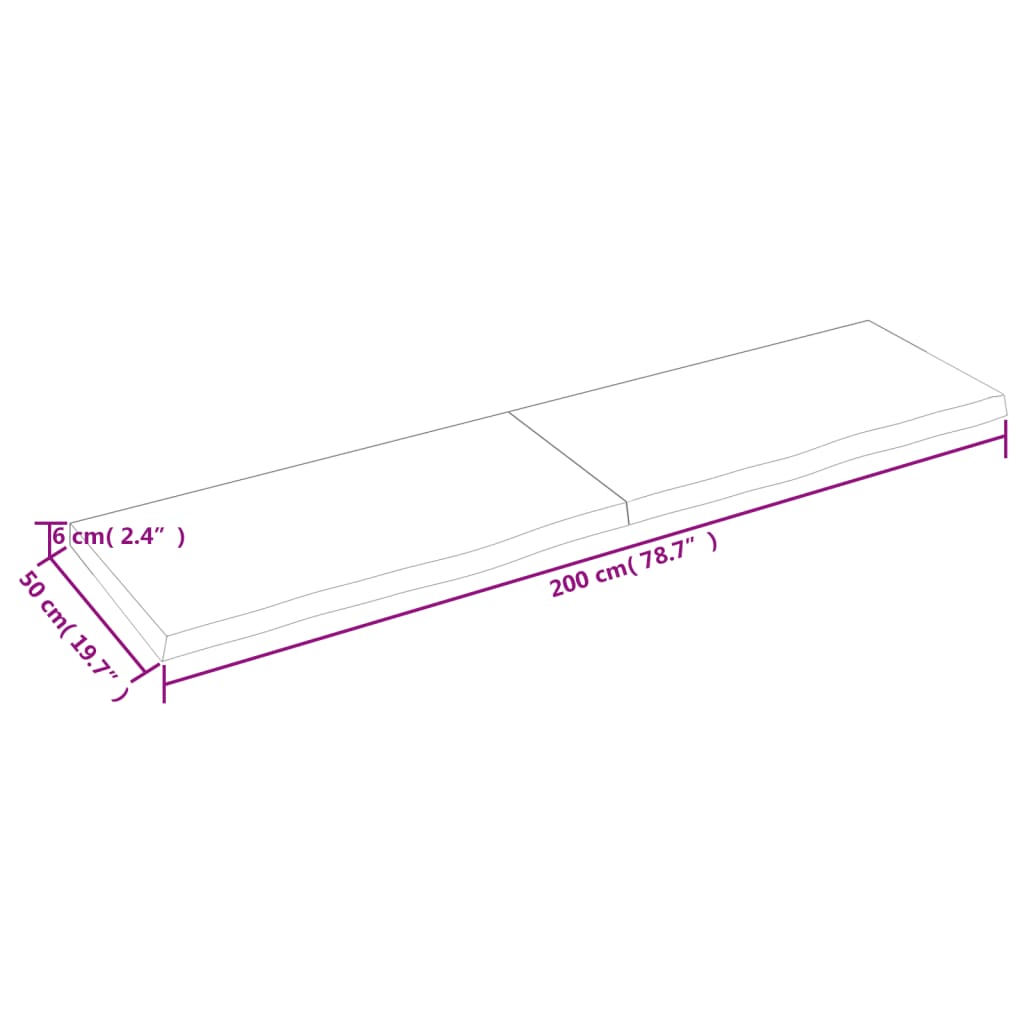 vidaXL Baðherbergisborðplata Brúnn 100x50x(2-6)cm Meðhöndlaður Viður