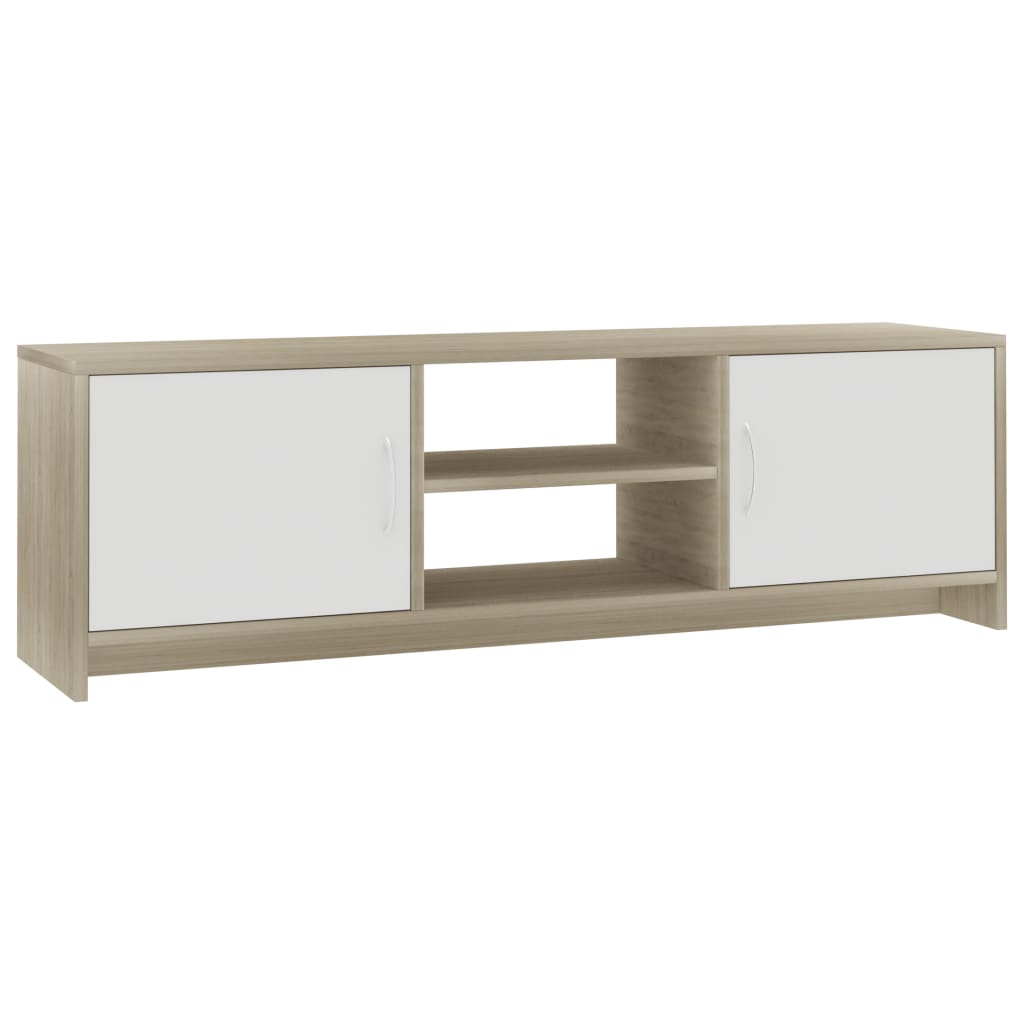 800284 vidaXL TV Cabinet White and Sonoma Oak 120x30x37,5 cm Chipboard