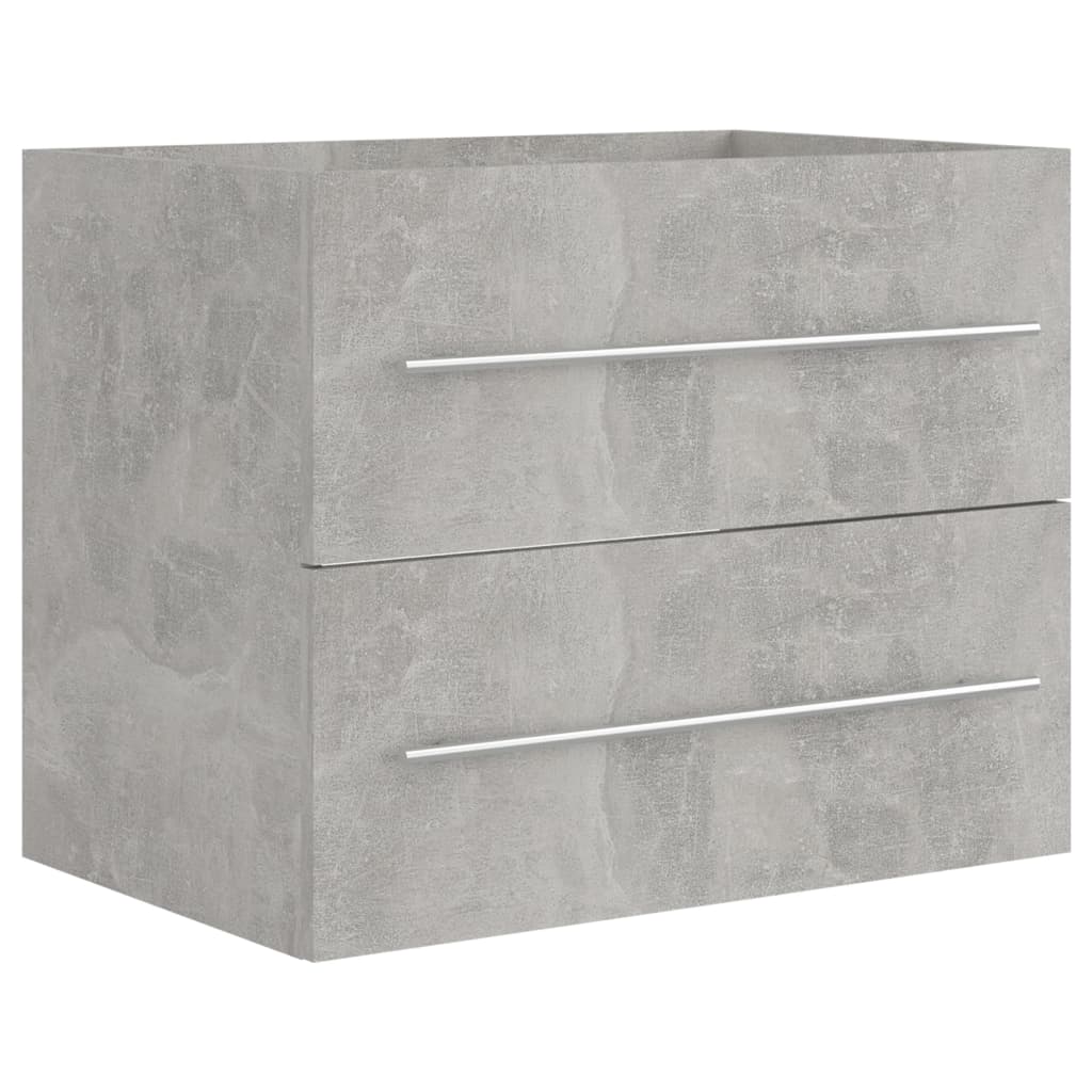 804831 vidaXL 2 Piece Bathroom Furniture Set Concrete Grey Chipboard