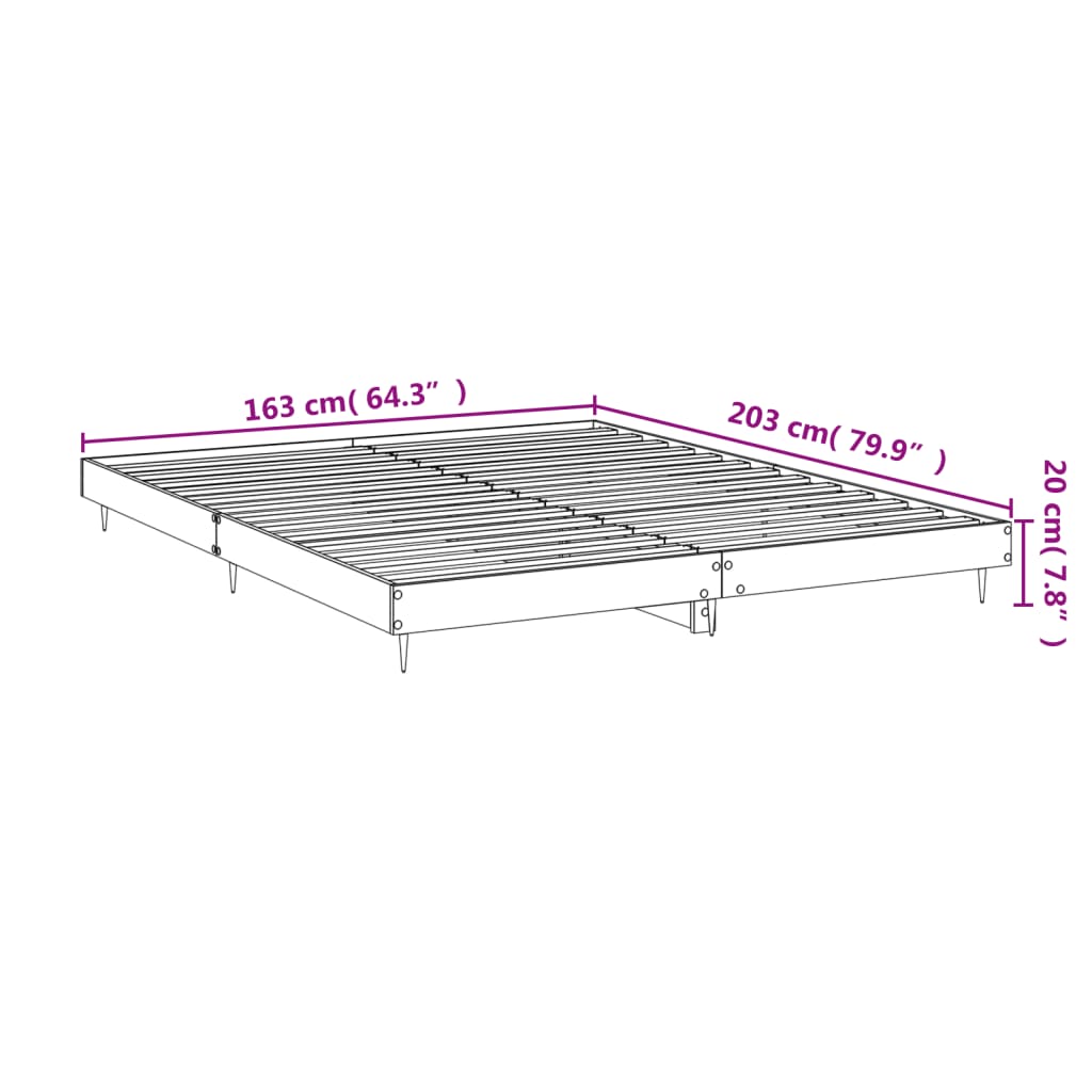 vidaXL Rúmgrind Hvít 160x200 cm Samsettur Viður