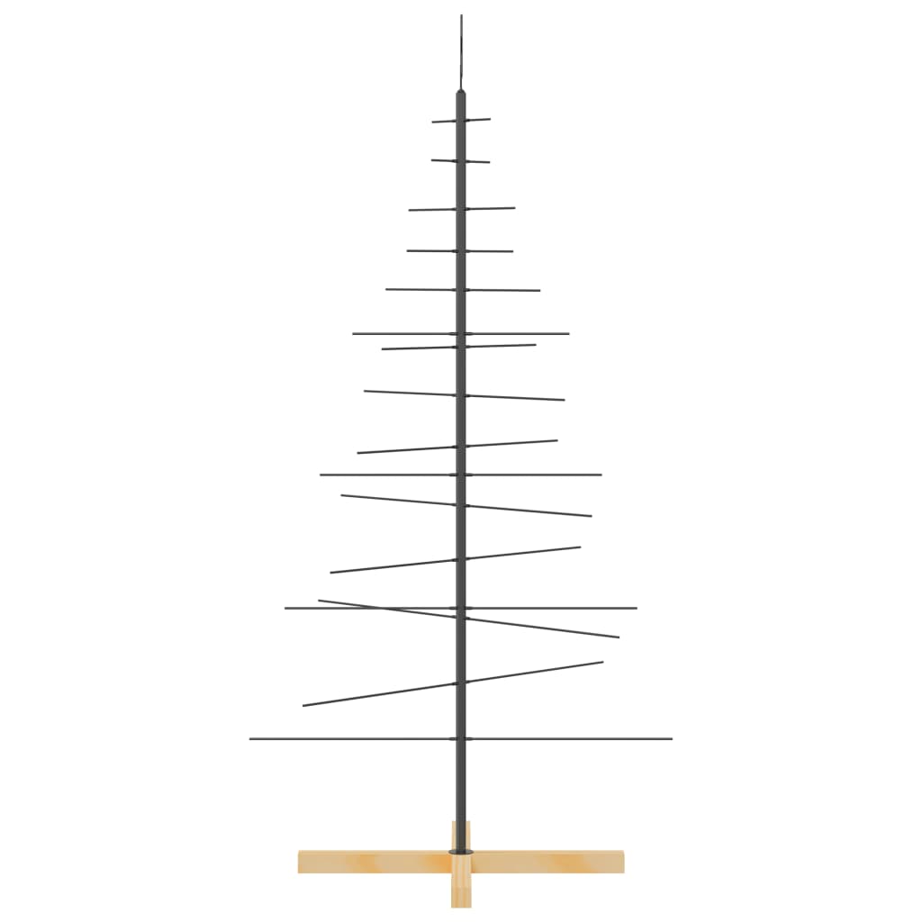 vidaXL Jólatré úr málmi með viðarbotni Svartur 150 cm