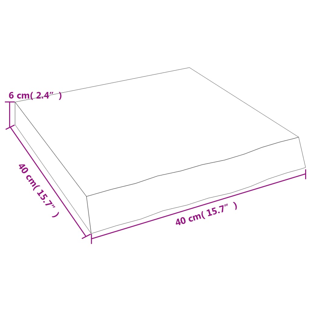 vidaXL Baðherbergisborðplata Ljósbrún 40x40x(2-6)cm Meðhöndlaður Viður