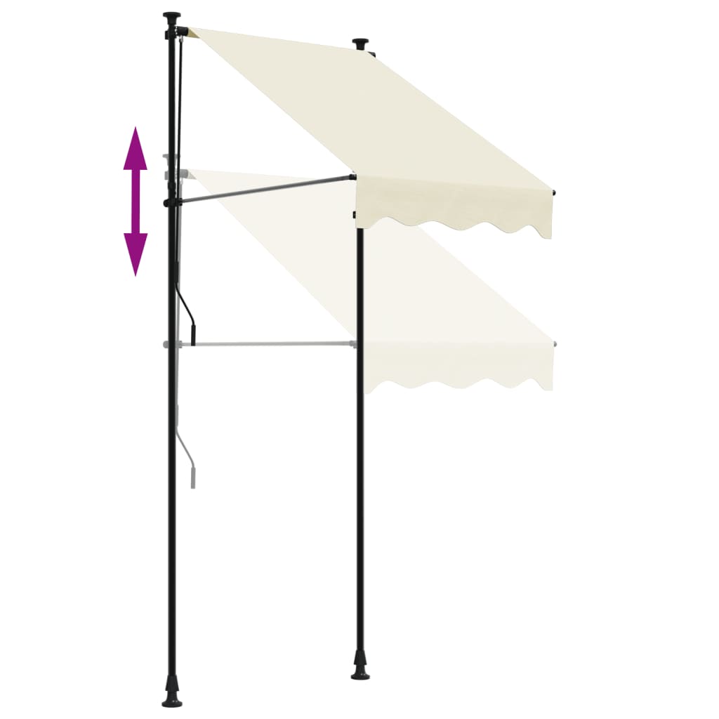 vidaXL Útdraganleg Markísa 100x150 cm Rjómahvítt Efni og Stál