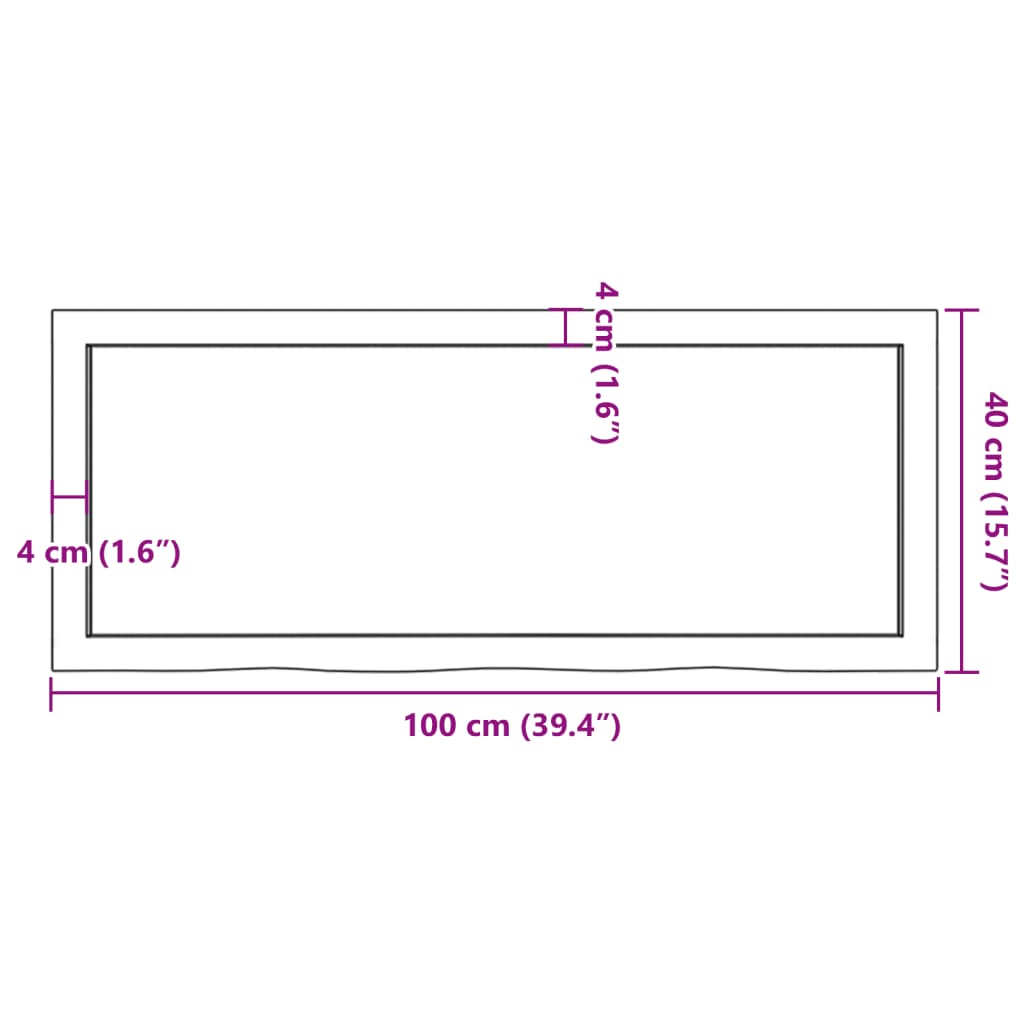 vidaXL Vegghilla Dökkbrún 100x40x(2-6) cm Meðhöndluð Gegnheil Eik