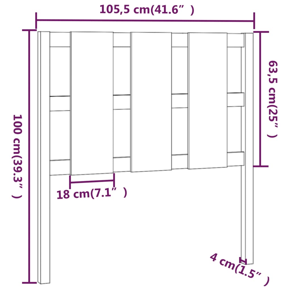 vidaXL Höfðagafl fyrir Rúm Hvítur 105,5x4x100 cm Gegnheil Fura