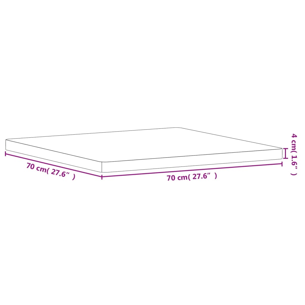 vidaXL Borðplata 70x70x4 cm Ferningur Gegnheilt Beyki