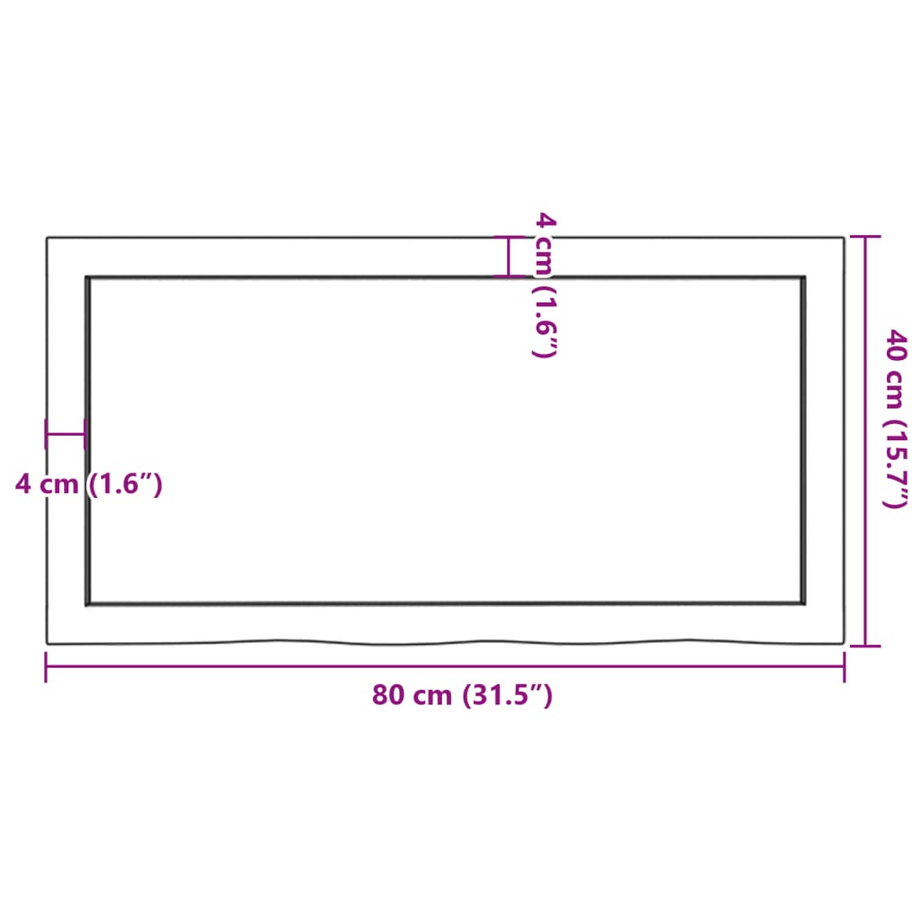 vidaXL Borðplata Ljósbrún 80x40x(2-6) cm Meðhöndluð Gegnheil Eik