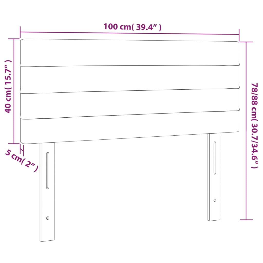 vidaXL Höfðagafl 100x5x78/88 cm Dökkgrátt Flauel