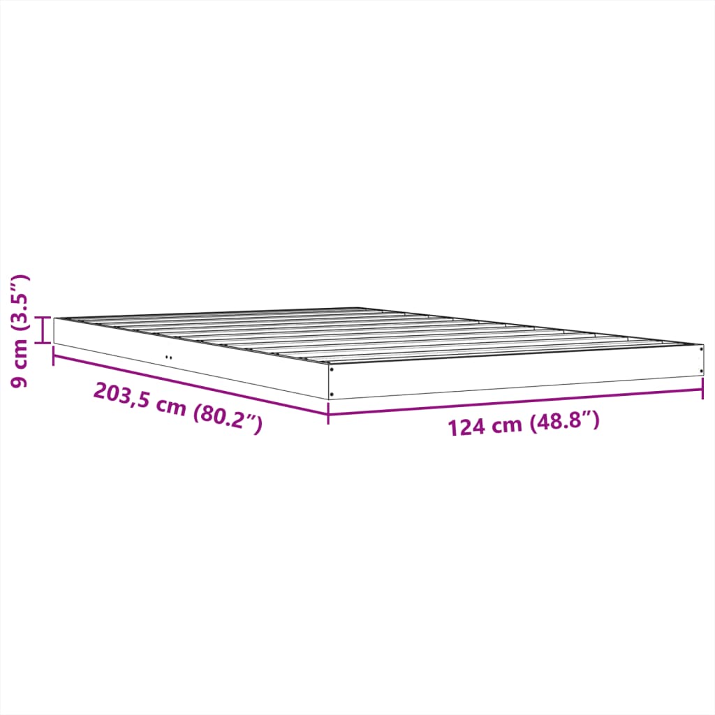 vidaXL Rúmgrind Vaxbrún 120x200 cm Gegnheil Fura