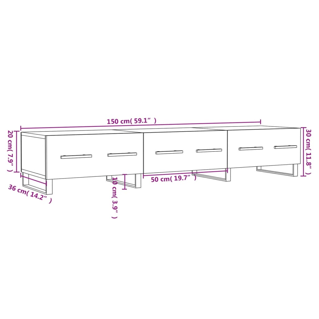 vidaXL Sjónvarpsskápur Grár Sonoma 150x36x30 cm Samsettur Viður