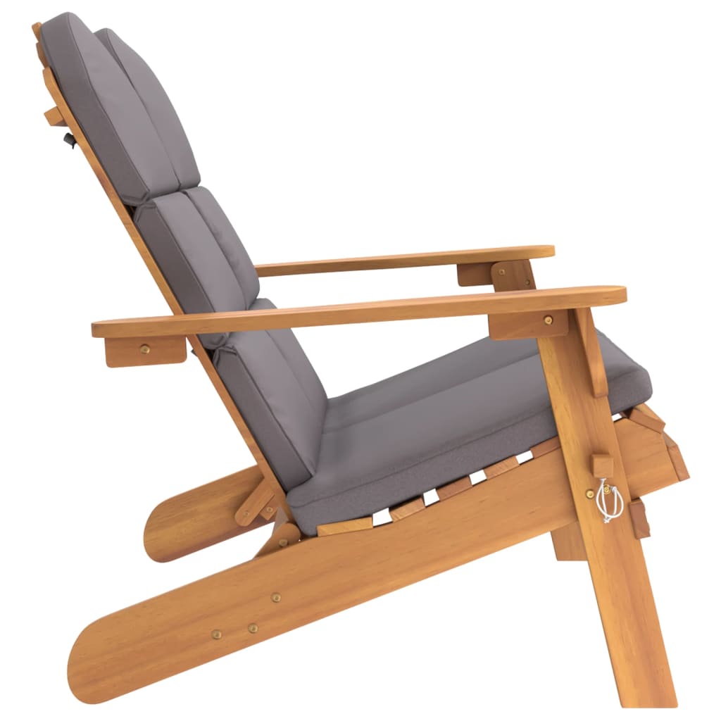 vidaXL Adirondack Garðbekkur með Púðum 126 cm Gegnheill Akasíuviður