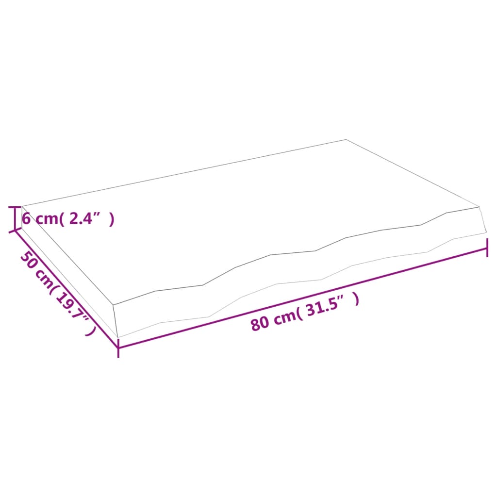 vidaXL Vegghilla Dökkbrún 80x50x(2-6) cm Meðhöndluð Gegnheil Eik