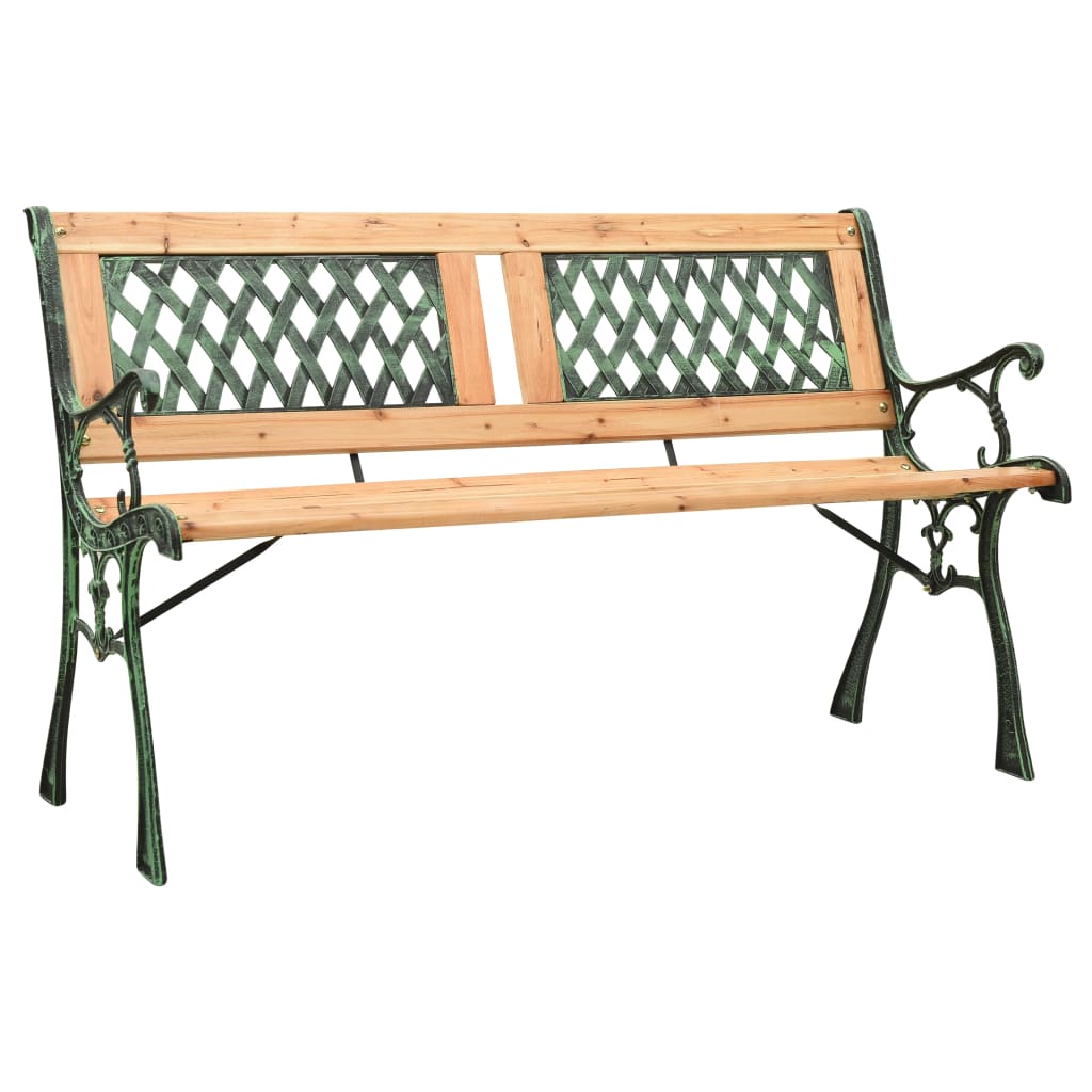 312033 vidaXL Garden Bench 122 cm Cast Iron and Solid Firwood