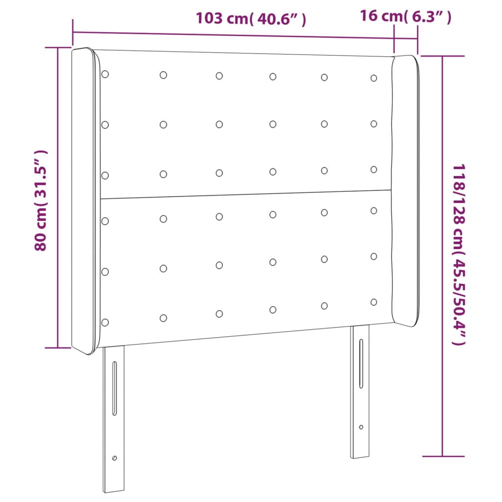 vidaXL Höfðagafl með Eyrum 103x16x118/128 cm Grænn Efni