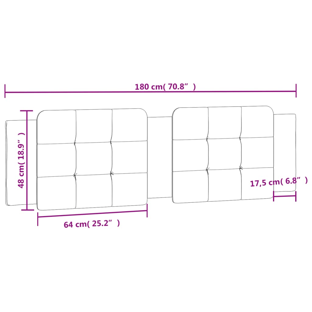 vidaXL Höfðagaflspúði Svartur 180 cm Gervileður