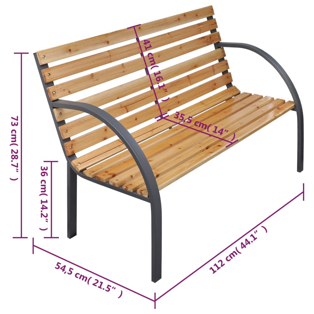 vidaXL Garðbekkur 112 cm Gegnheill Þinur