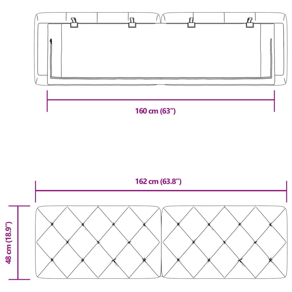 vidaXL Höfðagaflspúði Blár 160 cm Flauel