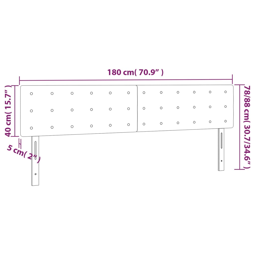 vidaXL LED Höfðagafl 180x5x78/88 cm Svart Efni