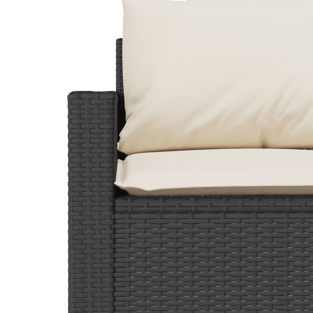 vidaXL 2 stykki garðborðstofusett með púðum Black Poly Rattan