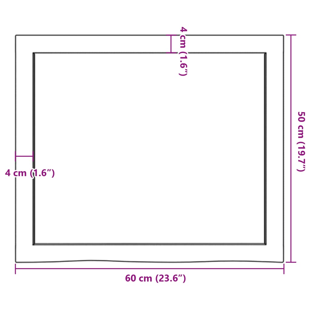 vidaXL Vegghilla Ljósbrún 60x50x(2-4) cm Meðhöndluð Gegnheil Eik