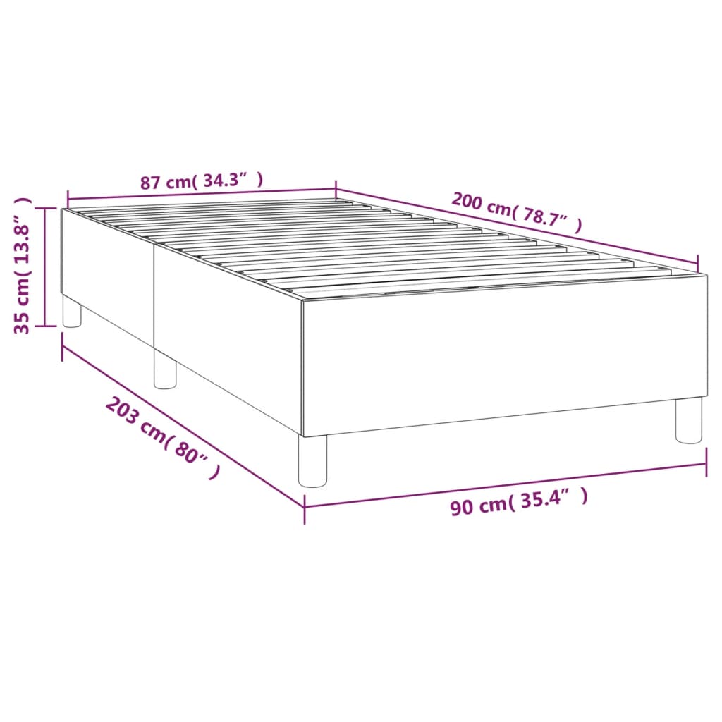 vidaXL Rúmgrind Dökkgrænn 90x200 cm Flauel