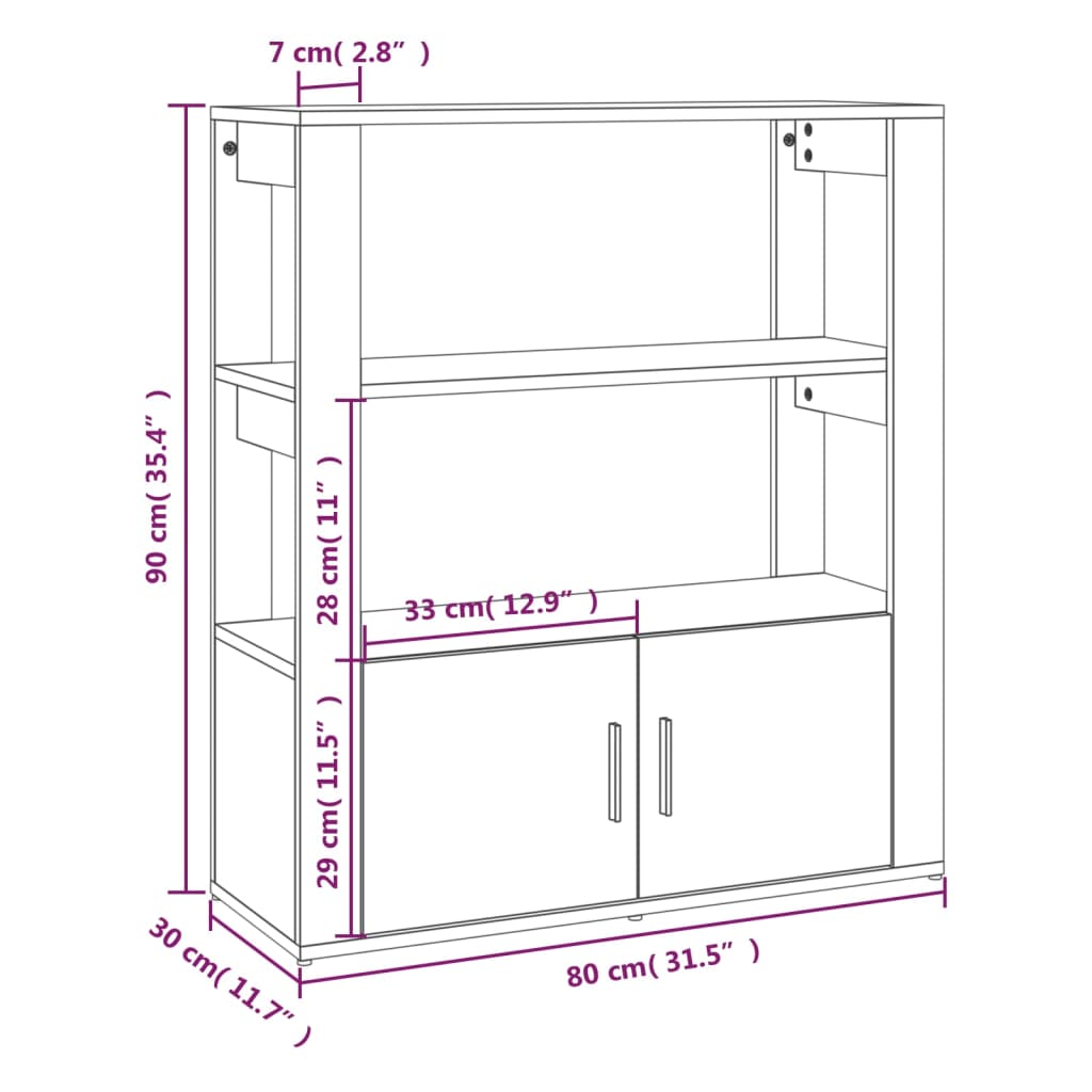 vidaXL Skenkur Brún Eikarlitur 80x30x90 cm Samsettur Viður