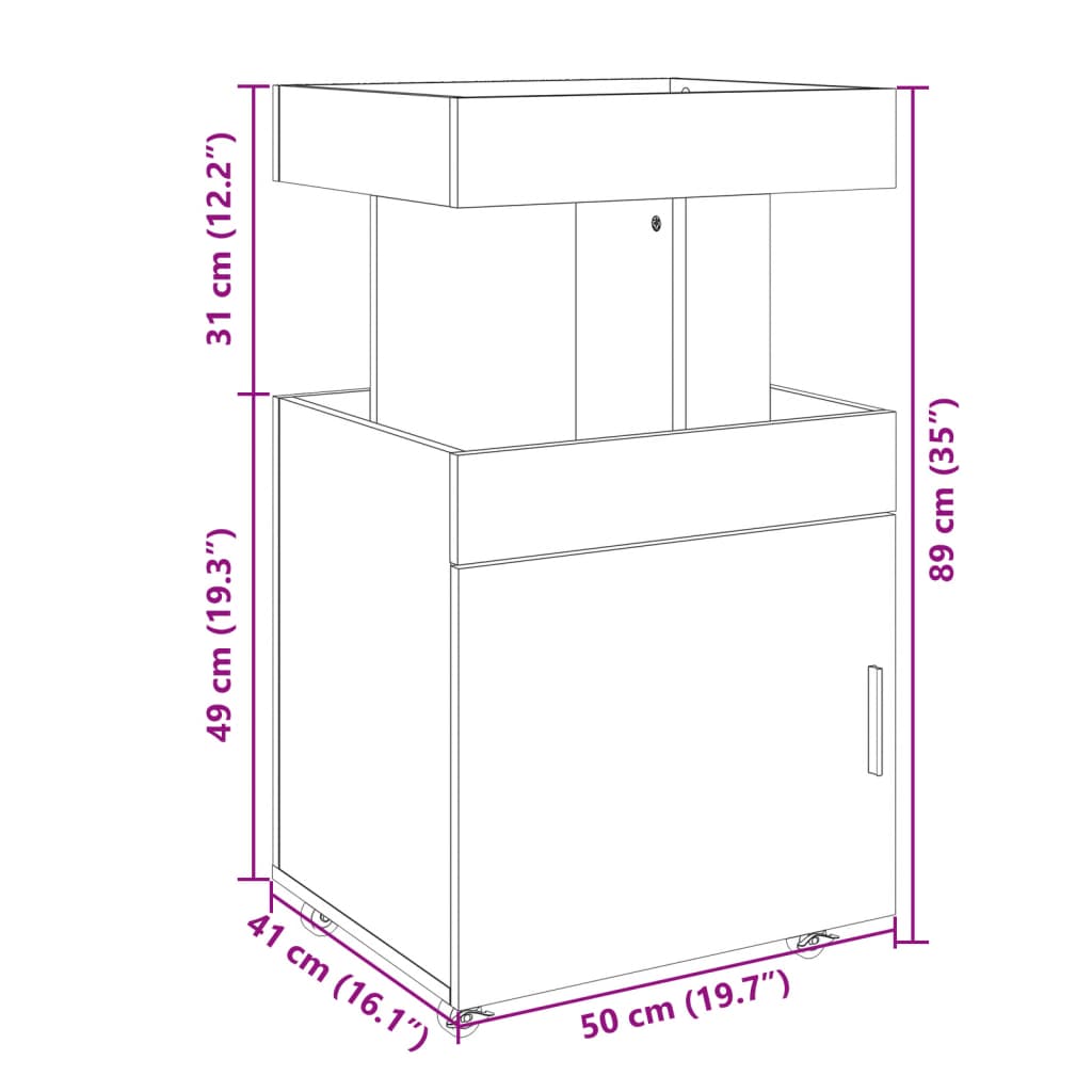 vidaXL Barvagn Hvítt 50x41x89 cm Samsettur Viður