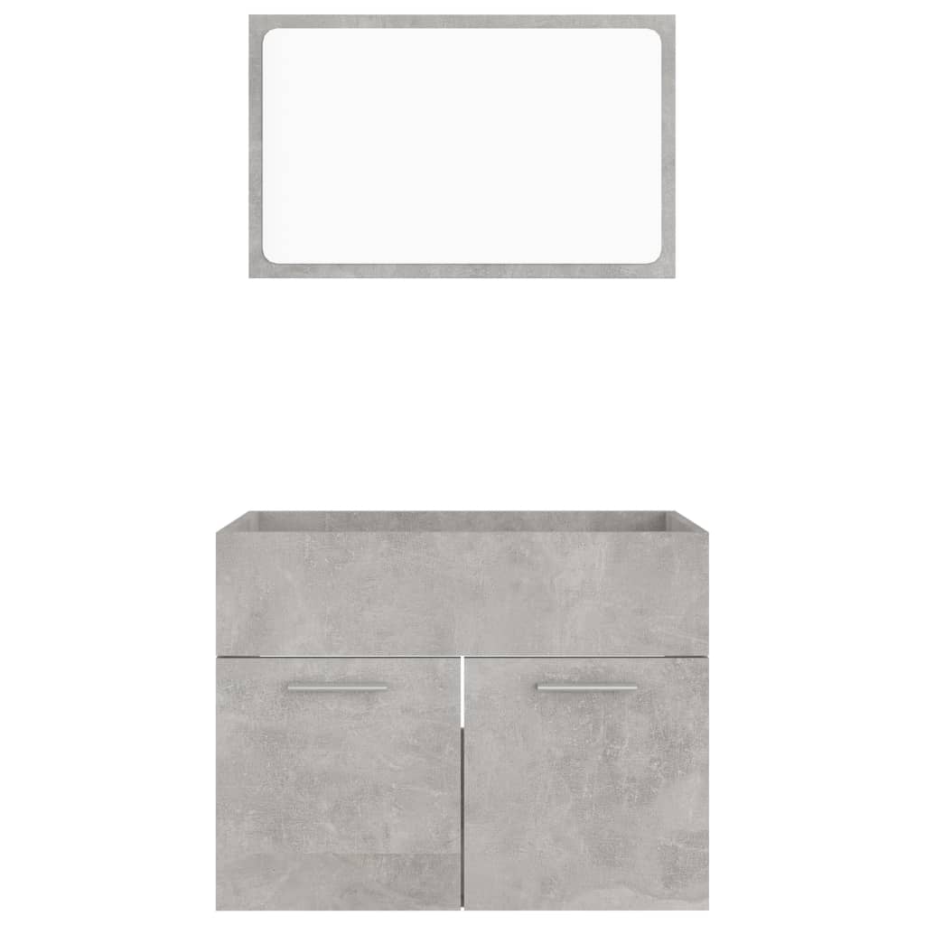 804786 vidaXL 2 Piece Bathroom Furniture Set Concrete Grey Chipboard