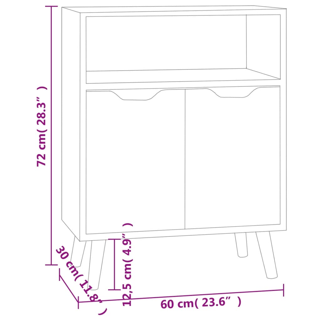 vidaXL Skenkur Háglans Svartur 60x30x72 cm Spónaplata