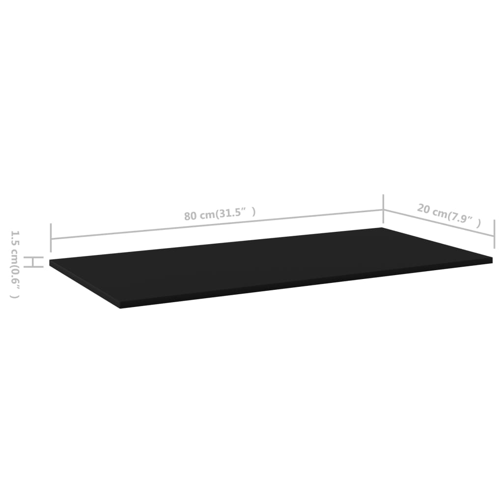 805301 vidaXL Bookshelf Boards 8 pcs Black 80x20x1,5 cm Chipboard