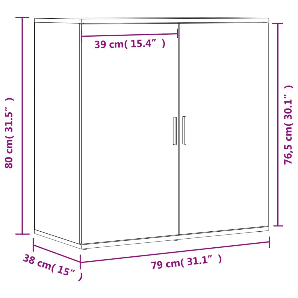 vidaXL Skenkur Brúnn Eikarlitur 79x38x80 cm Samsettur Viður