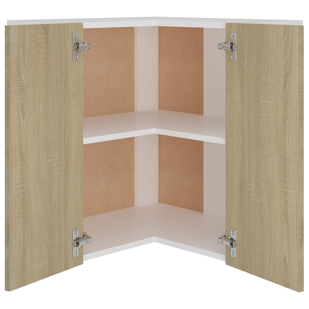 806393 vidaXL Hanging Corner Cabinet Sonoma Oak 57x57x60 cm Chipboard