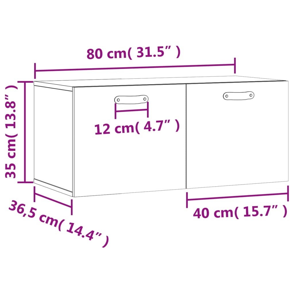 vidaXL Veggskápur Brún Eik 80x36,5x35 cm Samsettur Viður