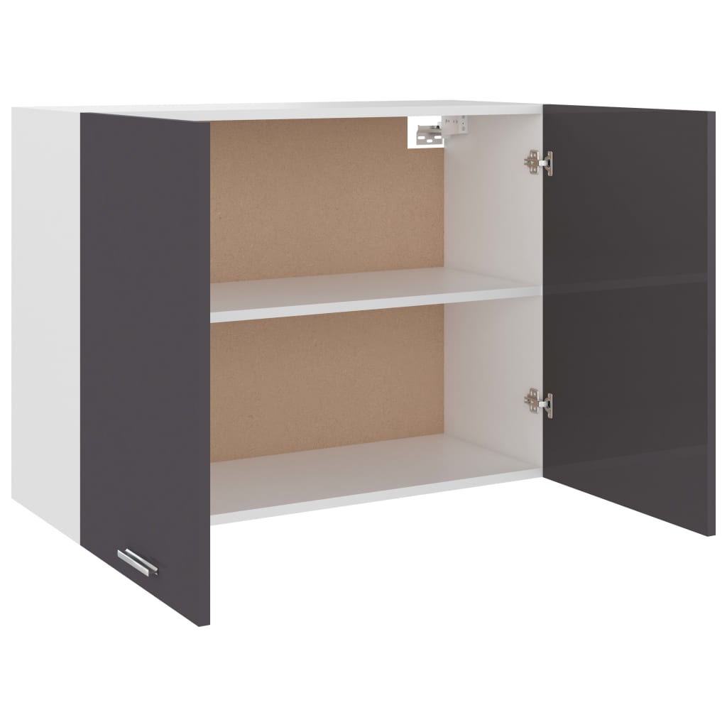 801283 vidaXL Hanging Cabinet High Gloss Grey 80x31x60 cm Chipboard