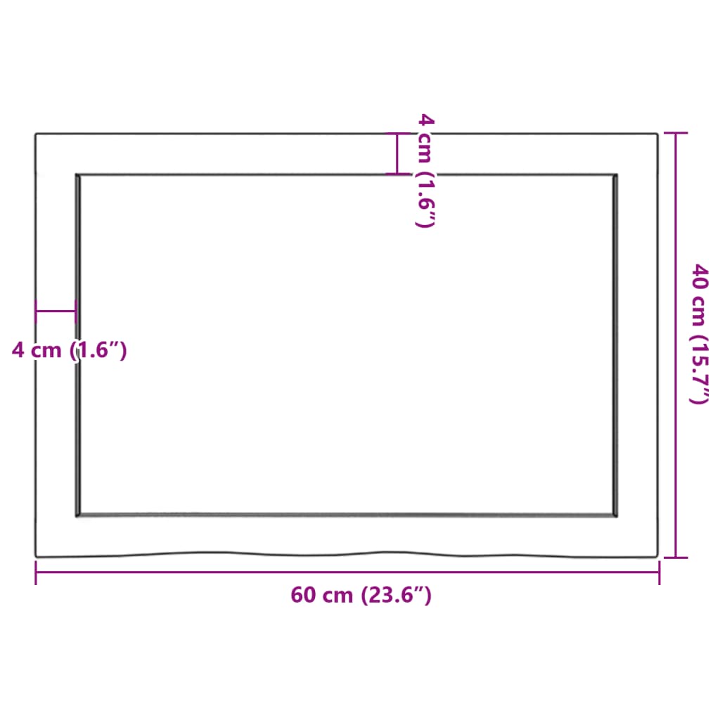 vidaXL Borðplata 60x40x(2-4) cm Ómeðhöndluð Gegnheil Eik