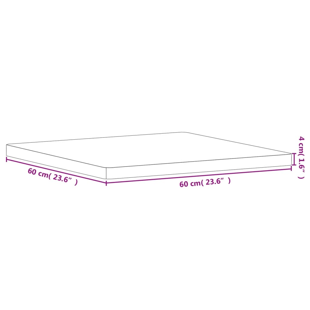 vidaXL Borðplata 60x60x4 cm Ferningur Gegnheilt Beyki