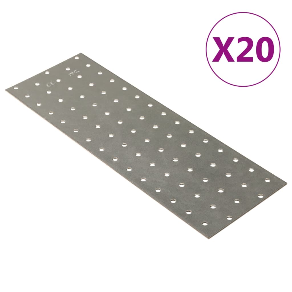 vidaXL Gataðar Plötur 20 stk. 2 mm 300x100 mm Sinkhúðað Stál