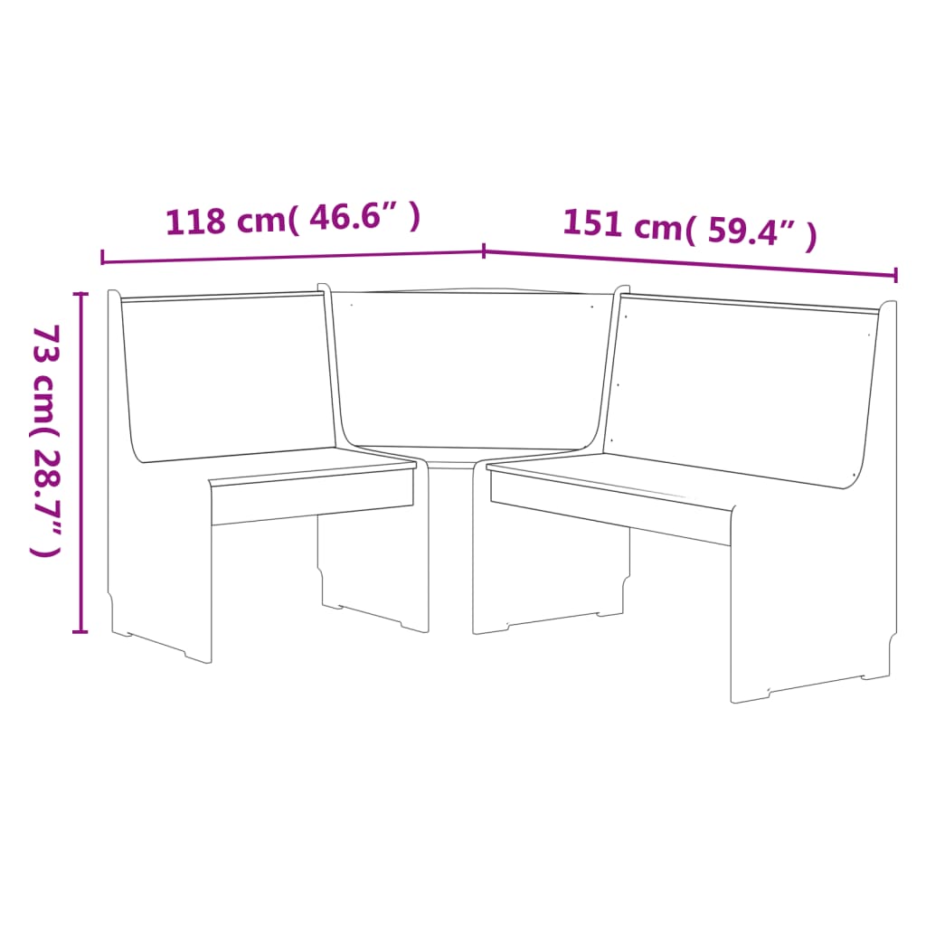 vidaXL Hornbekkur „REINE“ 151 cm Gegnheil Fura Hunangsbrúnn og Hvítur