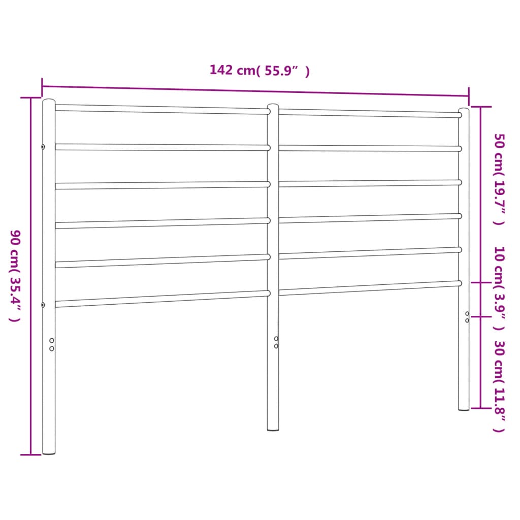 vidaXL Höfuðgafl úr Málmi Hvítur 135 cm