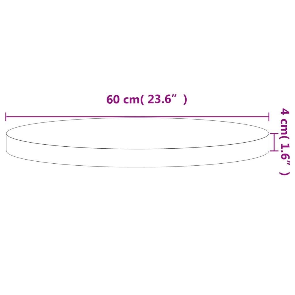 vidaXL Borðplata Ø60x4 cm Kringlótt Gegnheilt Beyki