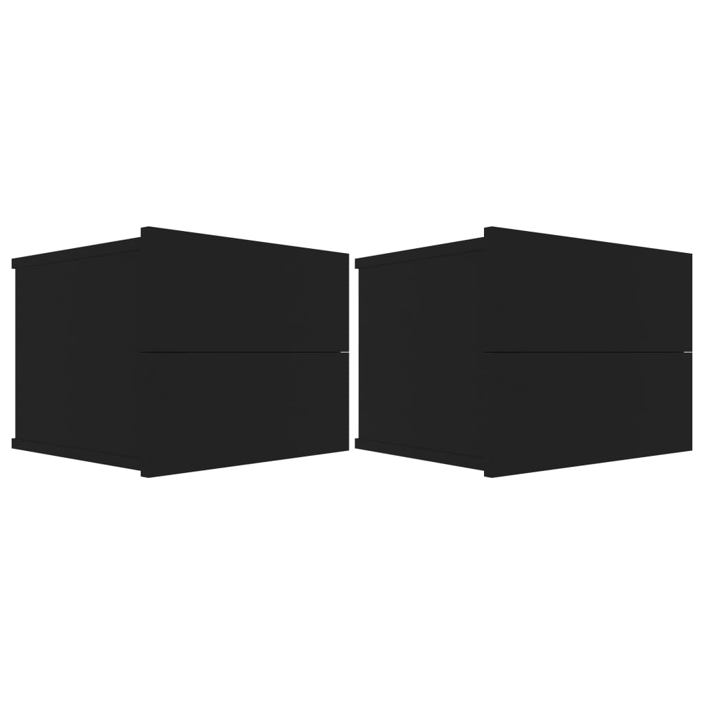 801056 vidaXL Bedside Cabinets 2 pcs Black 40x30x30 cm Chipboard