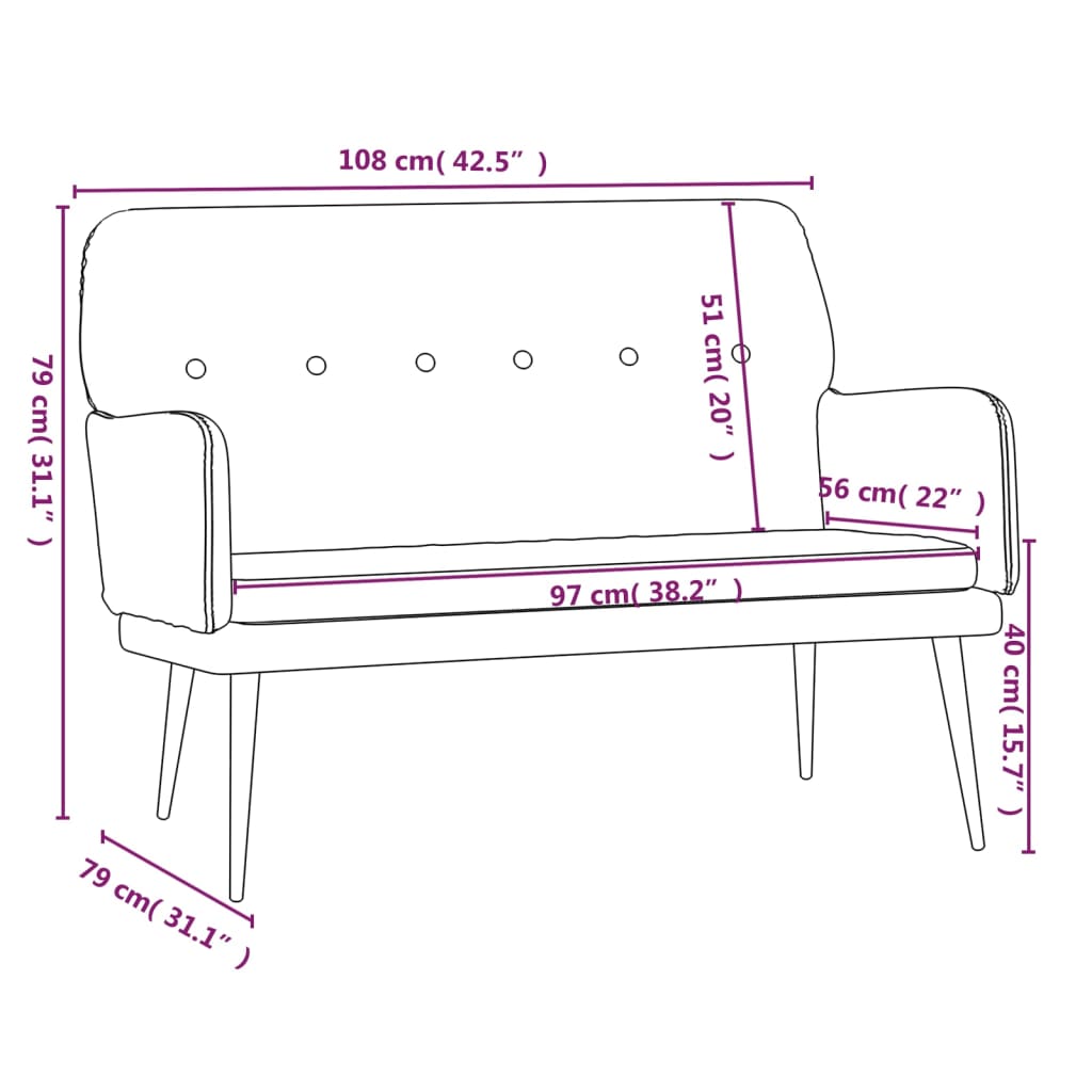 vidaXL Bekkur Svartur 108x79x79 cm Flauel