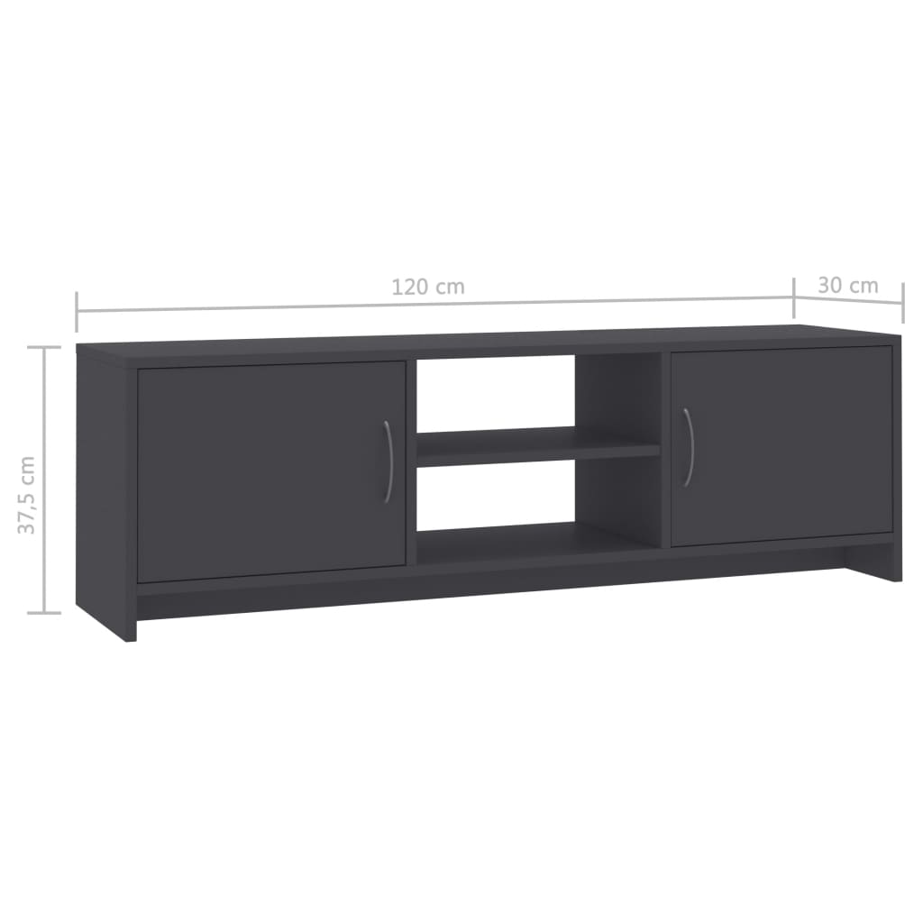 800281 vidaXL TV Cabinet Grey 120x30x37,5 cm Chipboard
