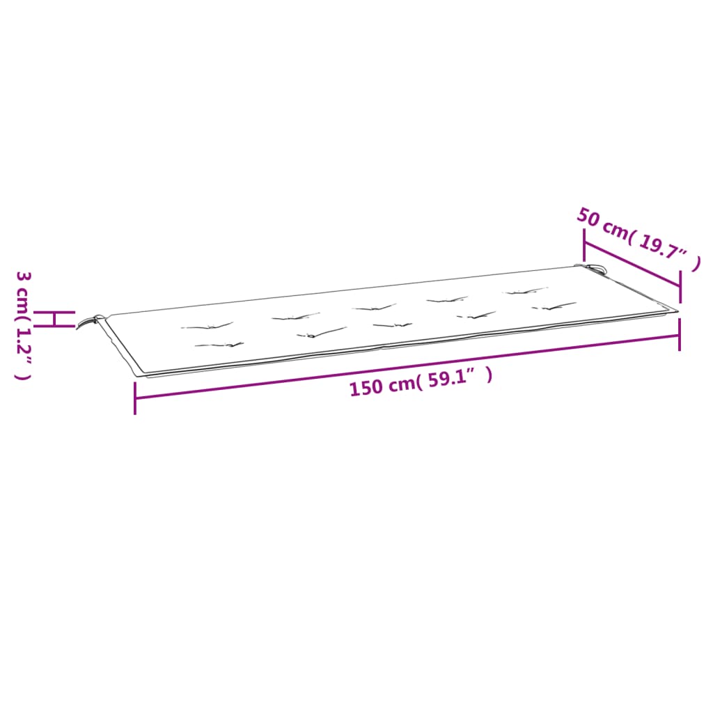 vidaXL Sessa á Garðbekk Bleikur 150x50x3 cm Tauáklæði