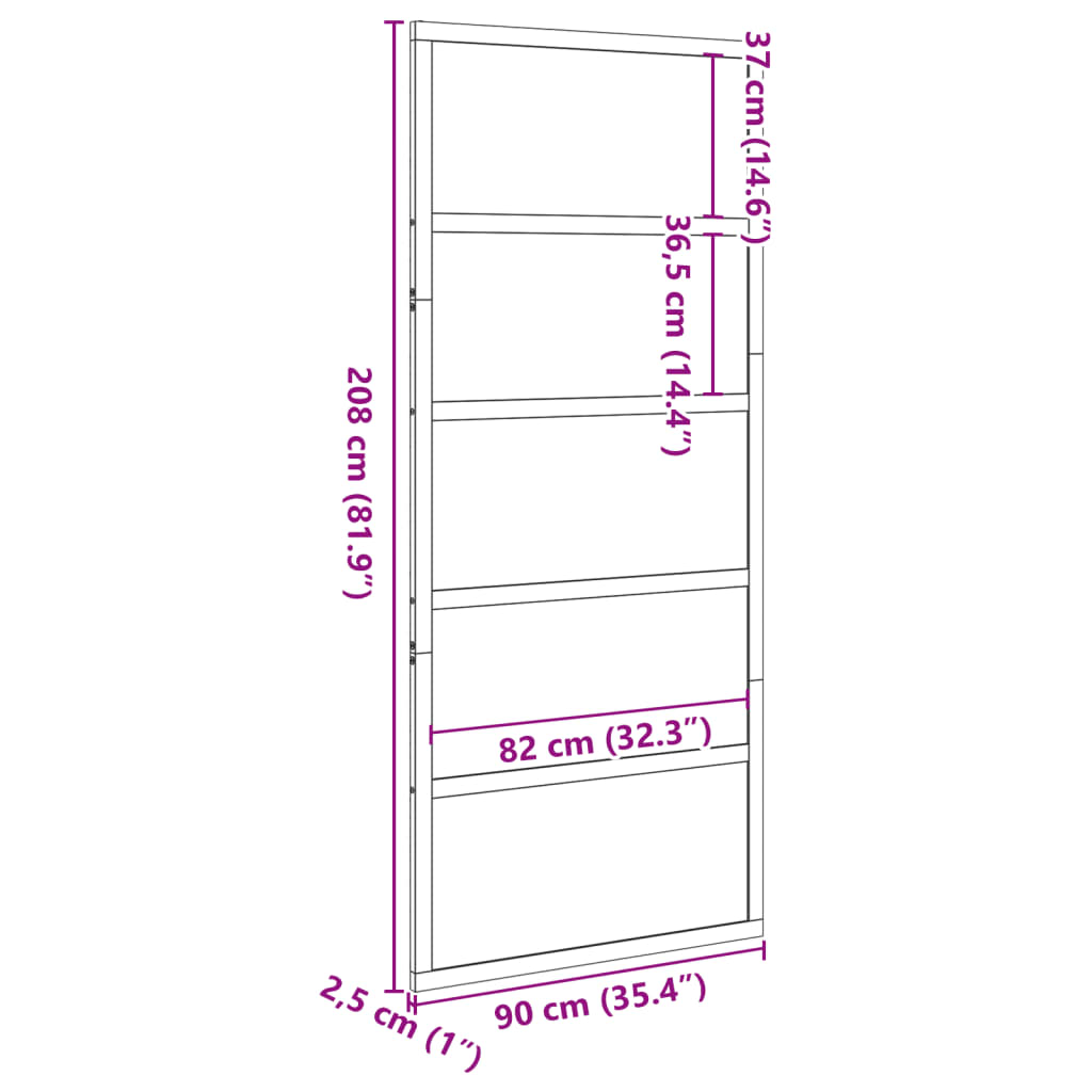 vidaXL Rennihurð Hvít 90x208 cm Gegnheil Fura