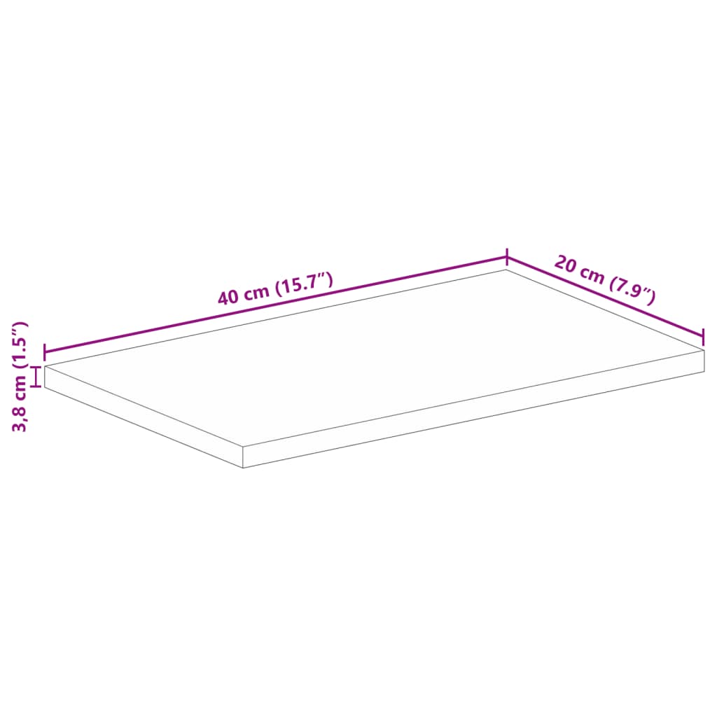 vidaXL Borðplata 40x20x3,8 cm Rétthyrnd Gegnheil Mangóviður