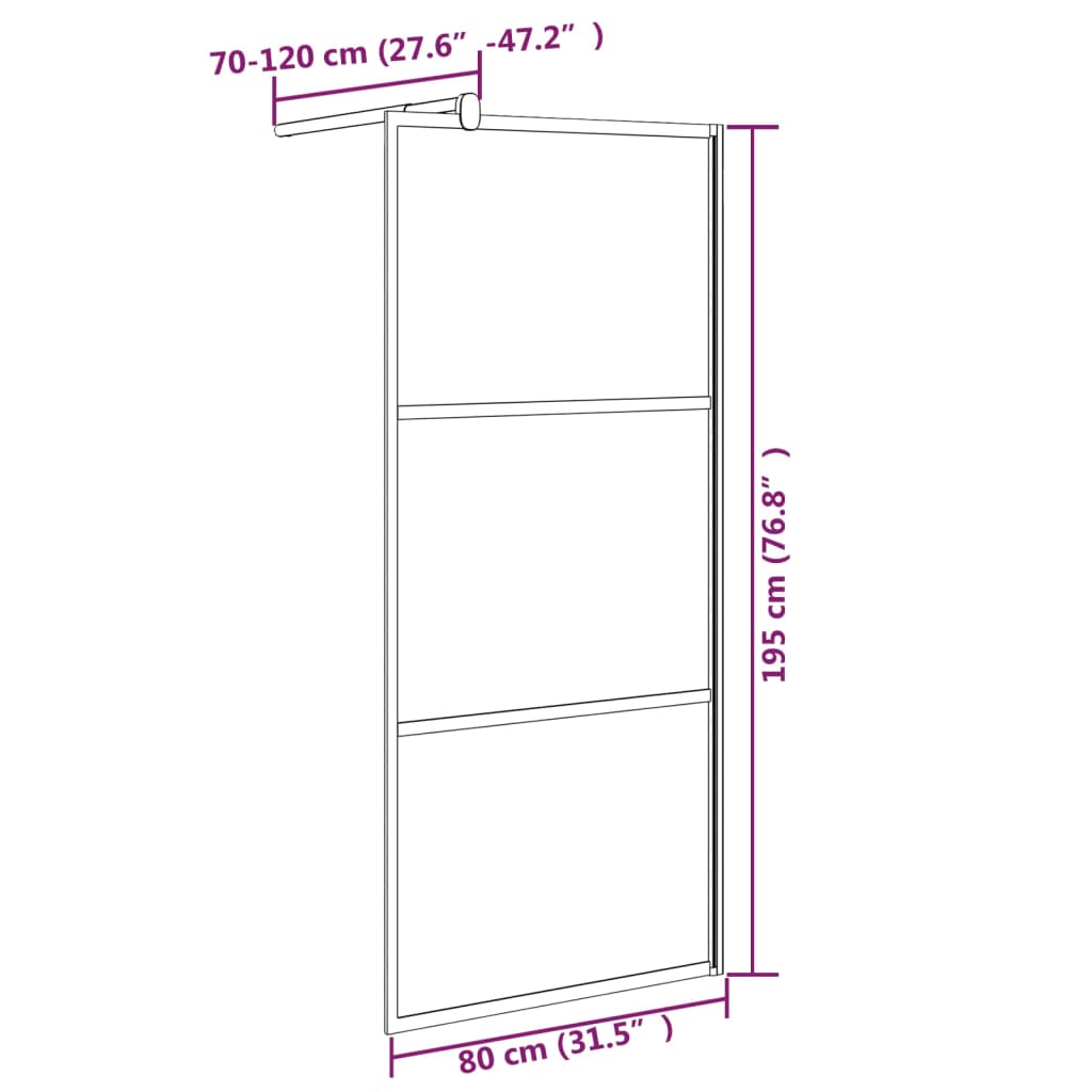 vidaXL Sturtuveggur 80x195cm Dökk ESG Gler Svartur