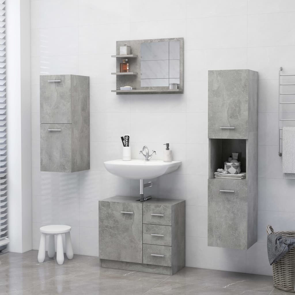 805010 vidaXL Bathroom Mirror Concrete Grey 60x10,5x45 cm Chipboard