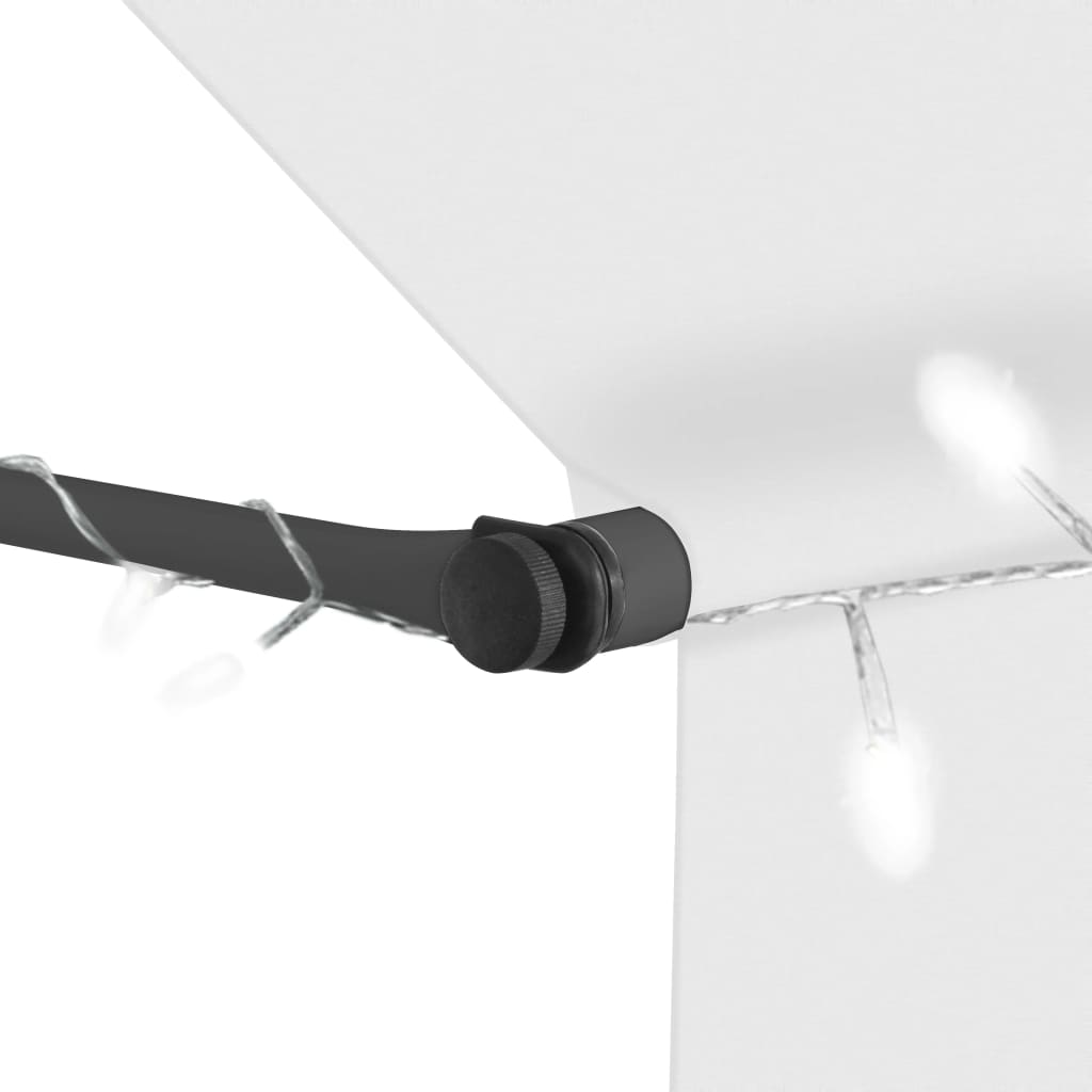 vidaXL Handvirkt Útdraganlegt Skyggni með LED 350 cm Rjómahvítt
